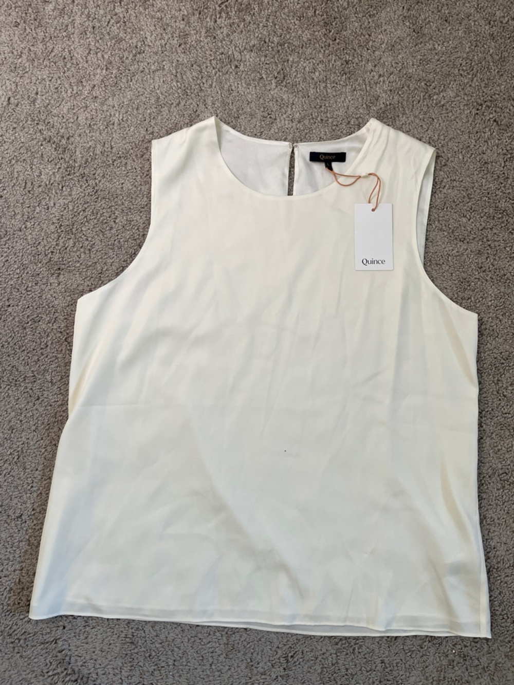 Quince Washable Stretch Silk Shell Tank Ivory Cream Sleeveless Size Large NWT